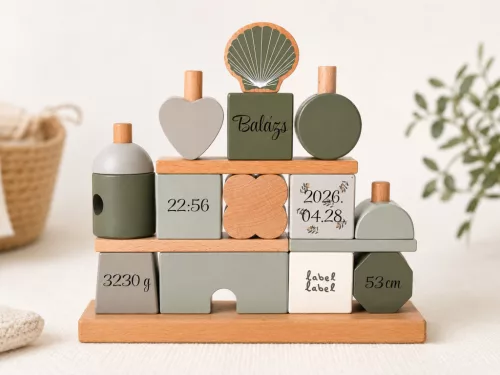 Label Label montesszori formaépítő rudas fa építőjáték  - Oliva