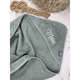   Jollein névre szóló hímzett kapucnis babatörölköző-Zöld