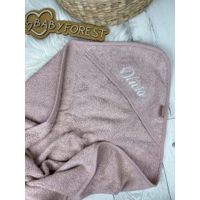   Jollein névre szóló hímzett kapucnis babatörölköző-Rózsaszín