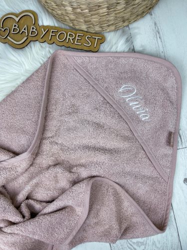 Jollein névre szóló hímzett kapucnis babatörölköző-Rózsaszín