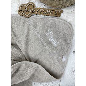   Jollein névre szóló hímzett kapucnis babatörölköző-Nugát