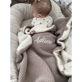 Névre szóló kötött babatakaró-Mintás TEDDY
