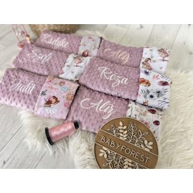Puha babatakaró egyedi hímzéssel-mintás minky