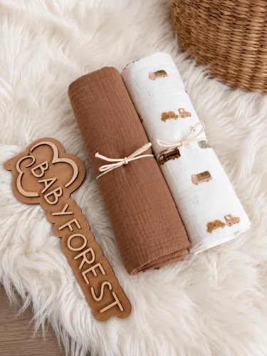 Textil pelenka–2 db-os csomag–55×100 cm–Barna/Gépek